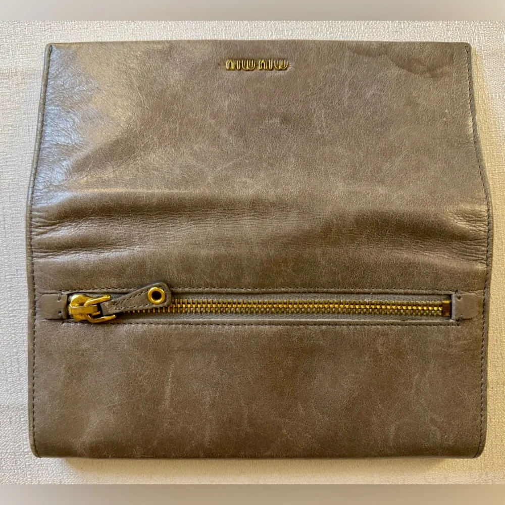 Miu Miu Genuine Leather Fold-Over Wallet REDUCED!